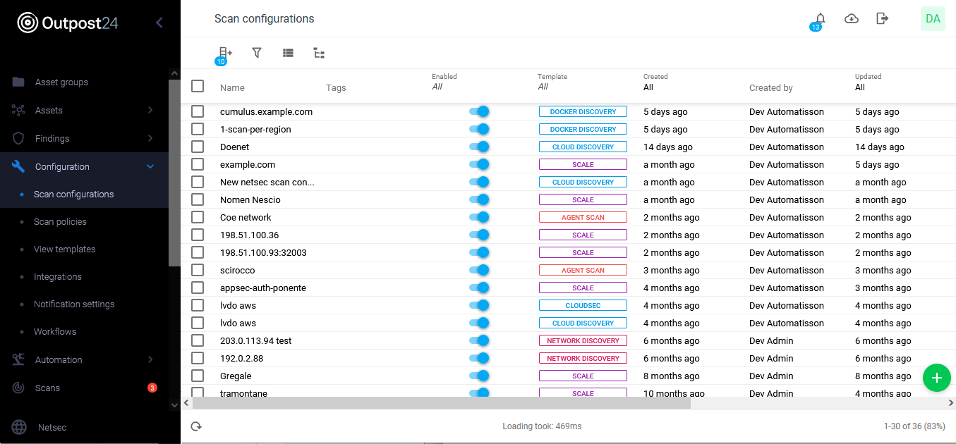 Scan Configuration Settings