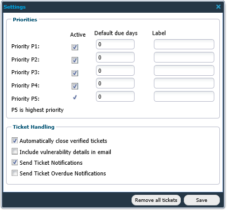 Tickets Settings