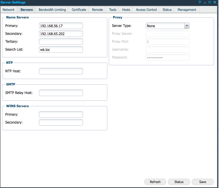 HIAB Server Settings NTP Settings