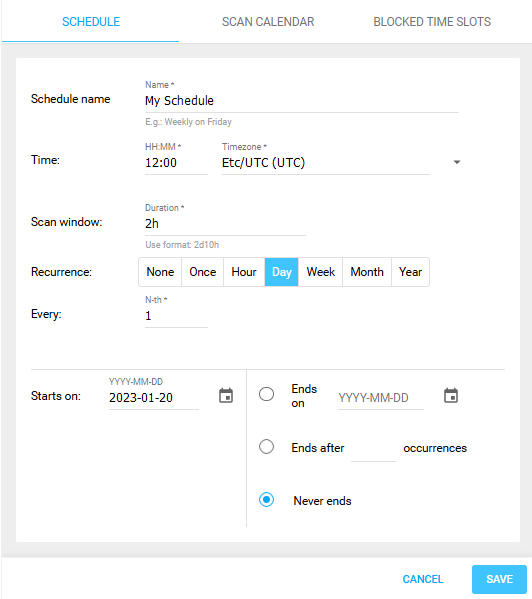 Edit Schedule View