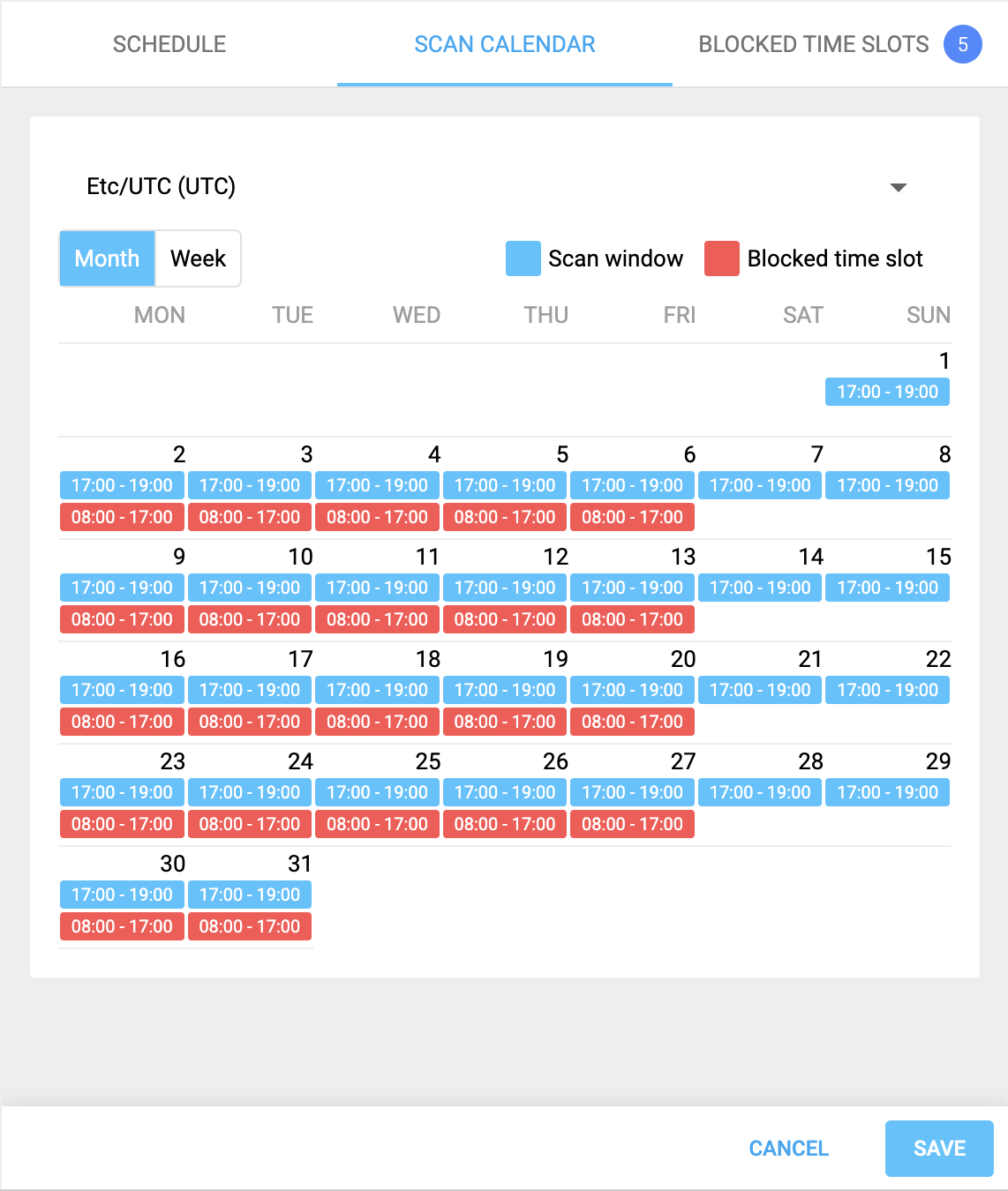 Scan Calender Month