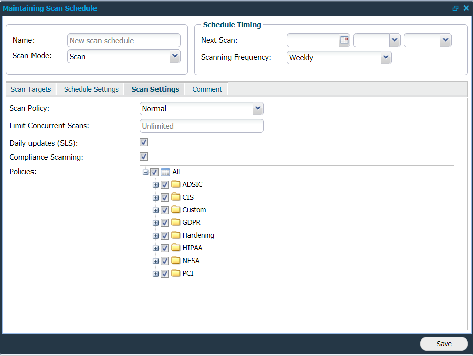 Maintaining Scan Schedule Scan Settings