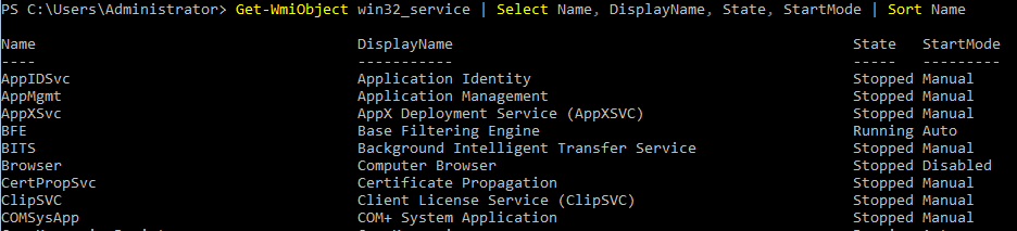 Get-WmiObject win32_service