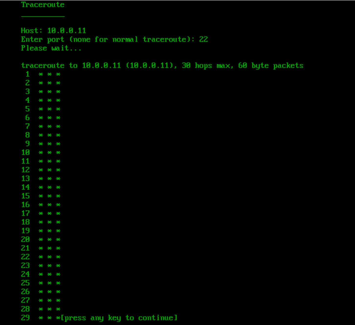 HIAB Console Traceroute Live Closed