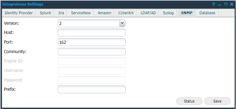 Integrations Settings - SNMP