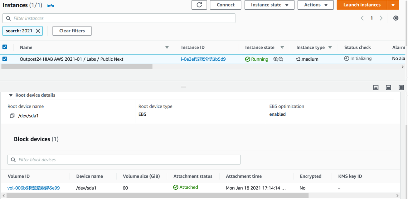 AWS Management Console - Instances