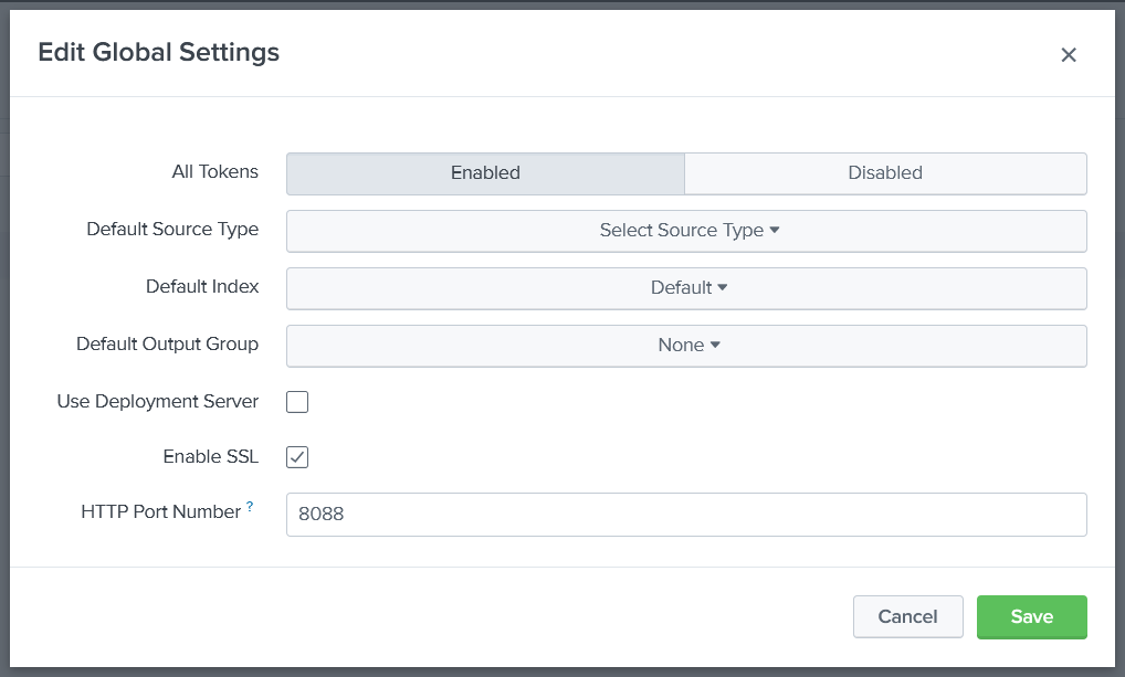 Splunk Edit Global Settings