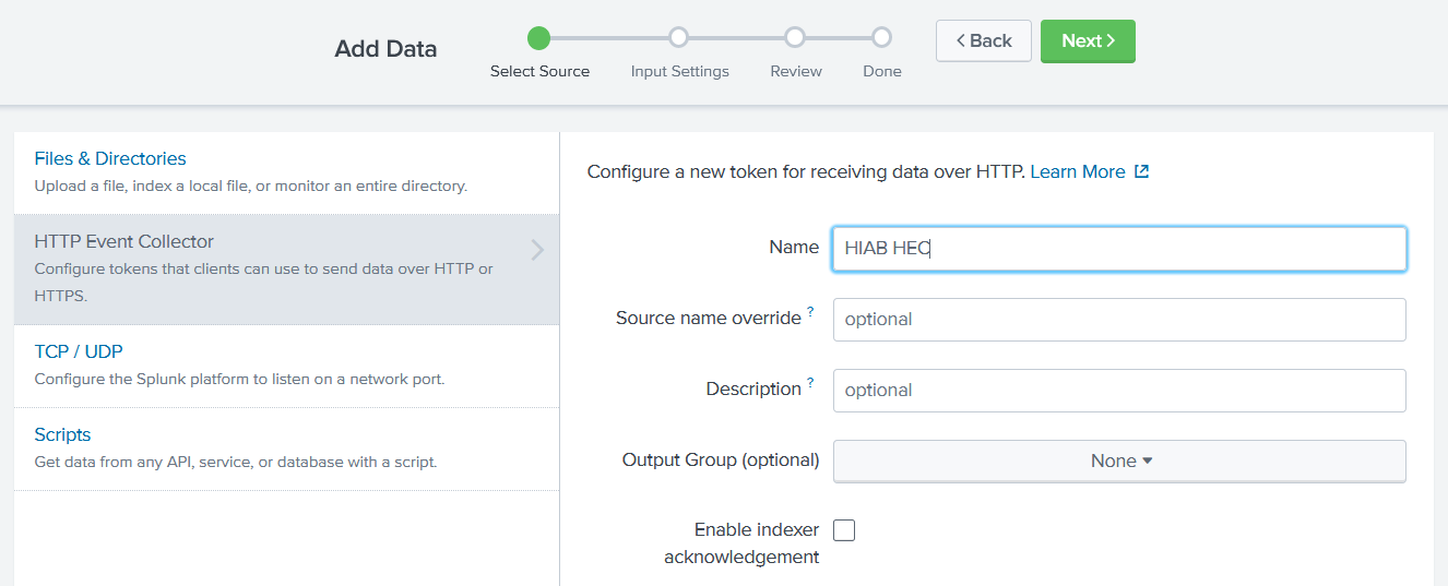 Splunk New Token