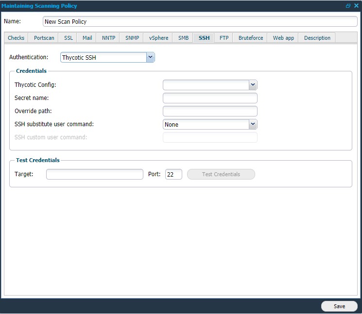 Maintaining Scanning Policy - Thycotic SSH