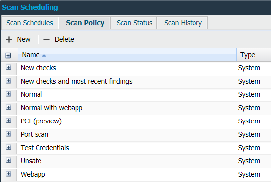 Scan Policy tab