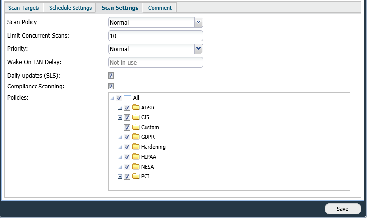 Scan Settings tab