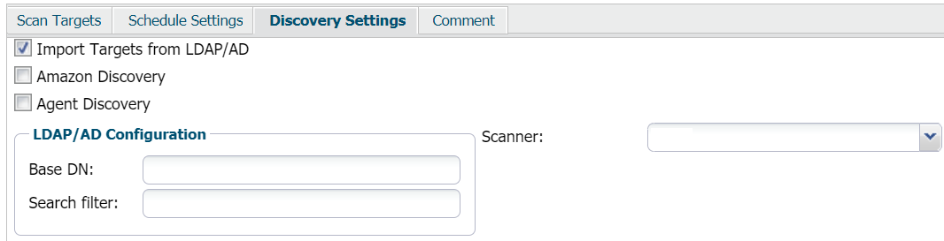 Discovery Settings tab
