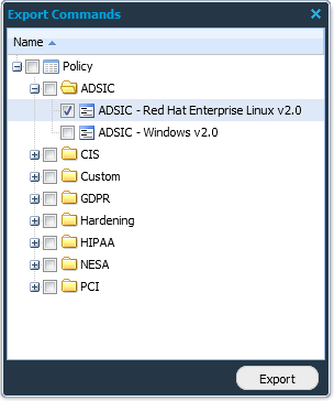 Export Commands Select Policy