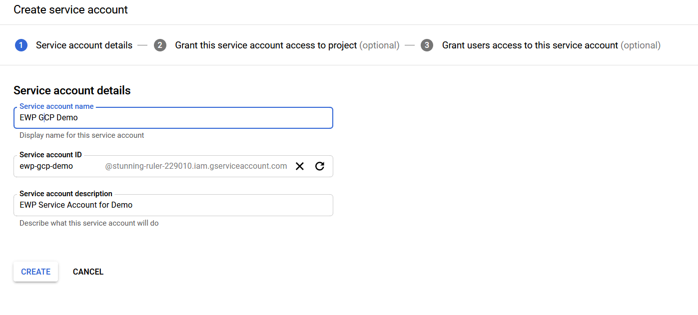 Create Service Account