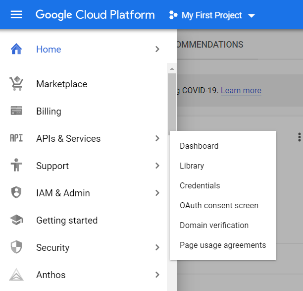 Steps to enable GCP API