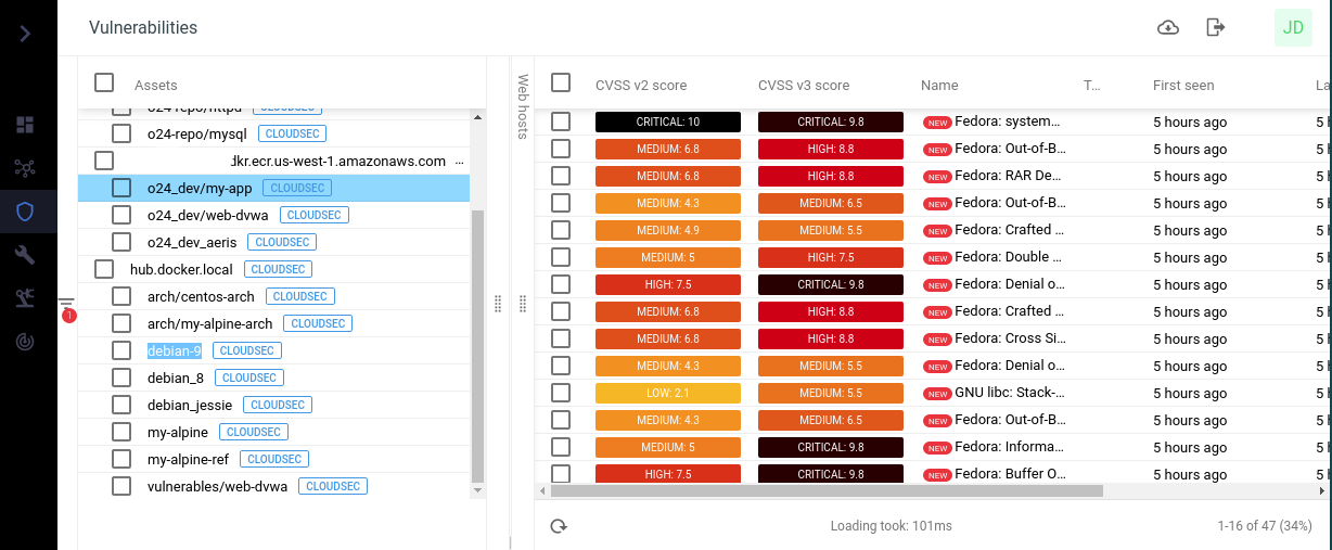 Docker image scan result