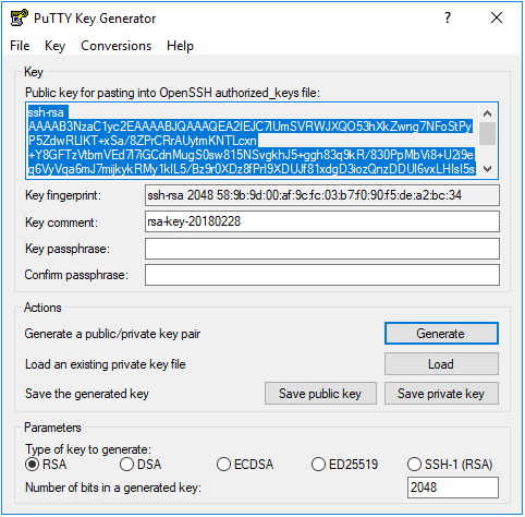 PuTTY Key Generator