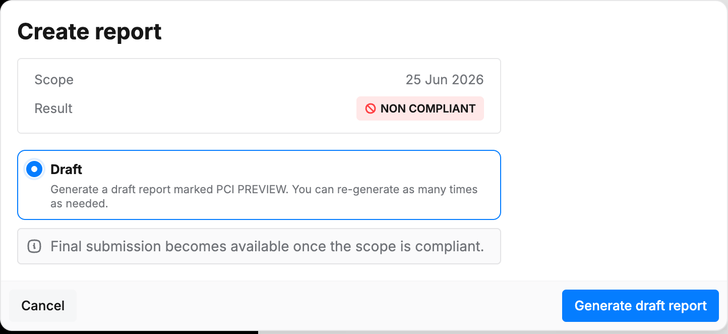Create report dialog