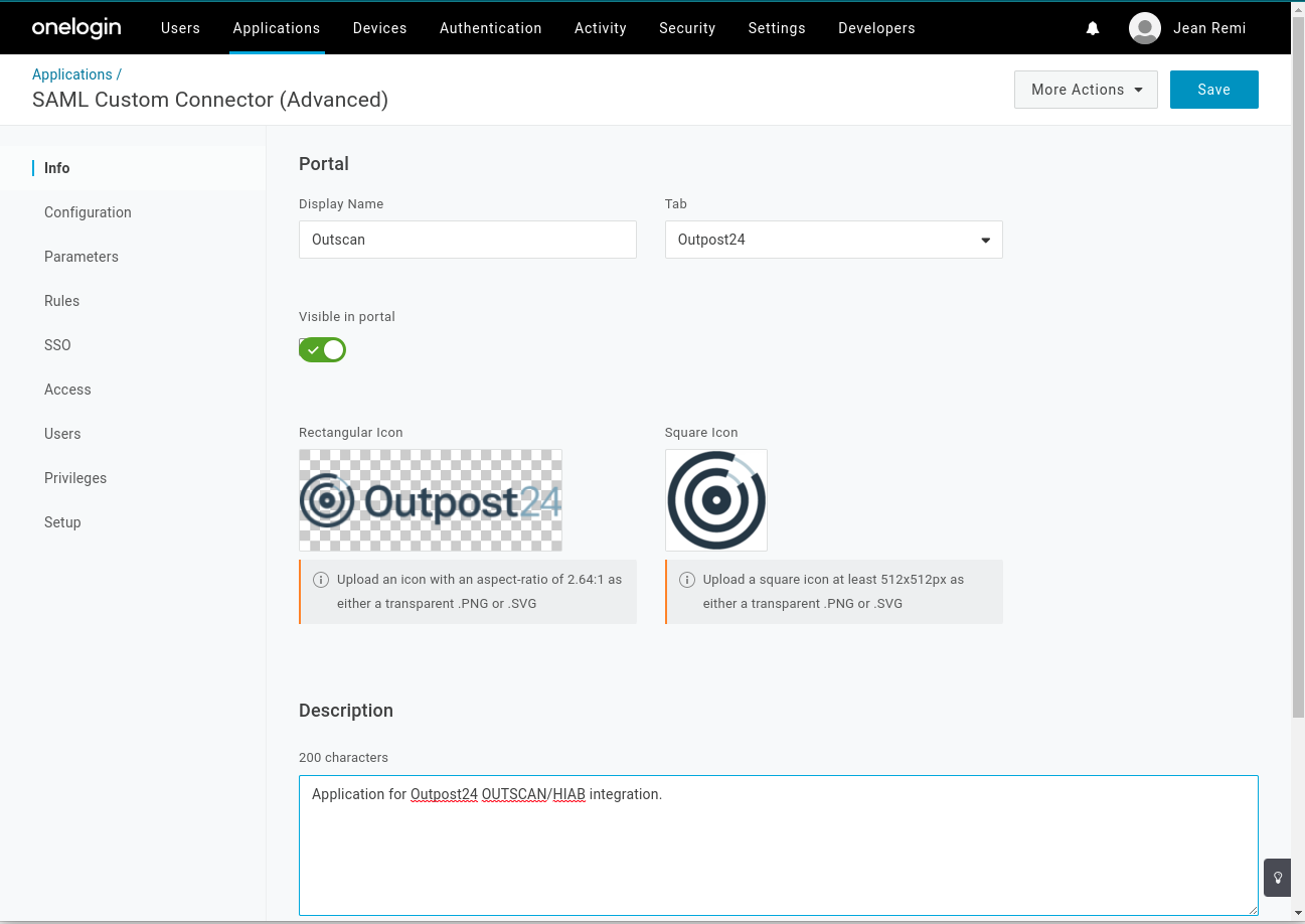 Add SAML custom connector icons