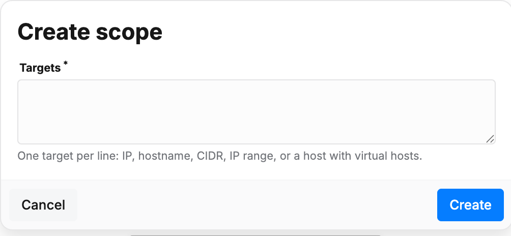 Create scope dialog