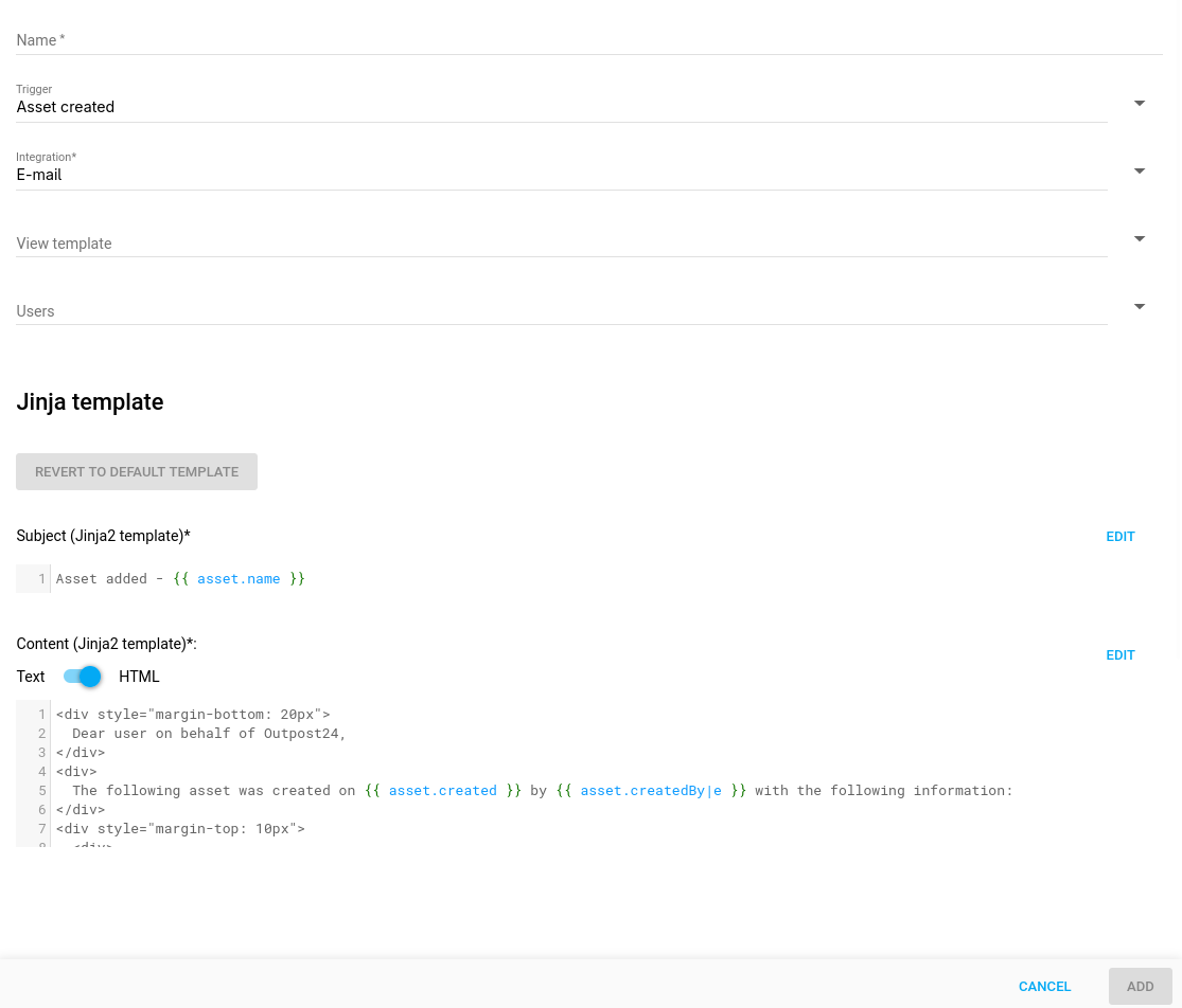 Add Notification Setting