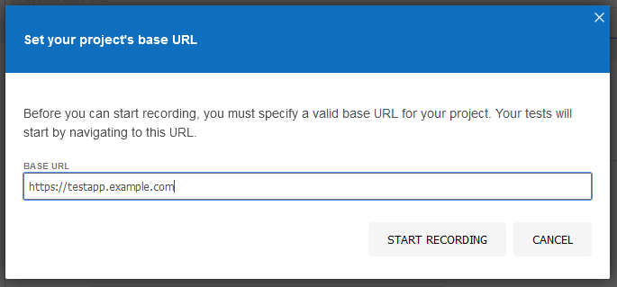 Selenium IDE Base URL