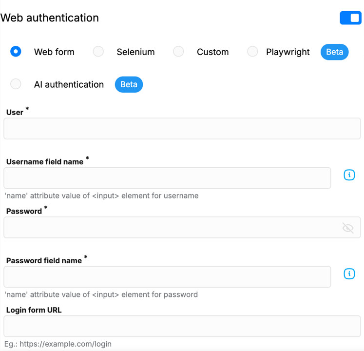 Web form authentication
